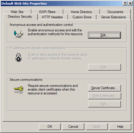 Default Web Site Properties