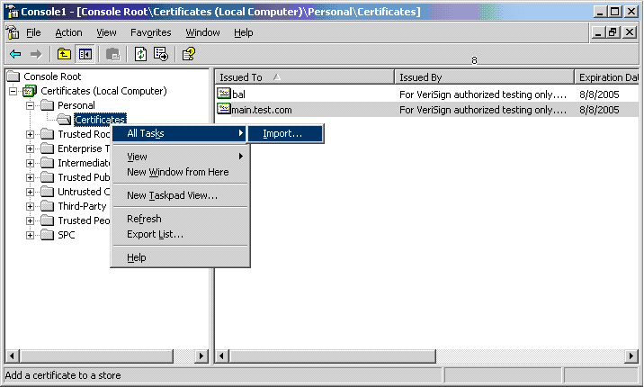 Console Root\Certificates (Local Computer)\Personal\Certificates