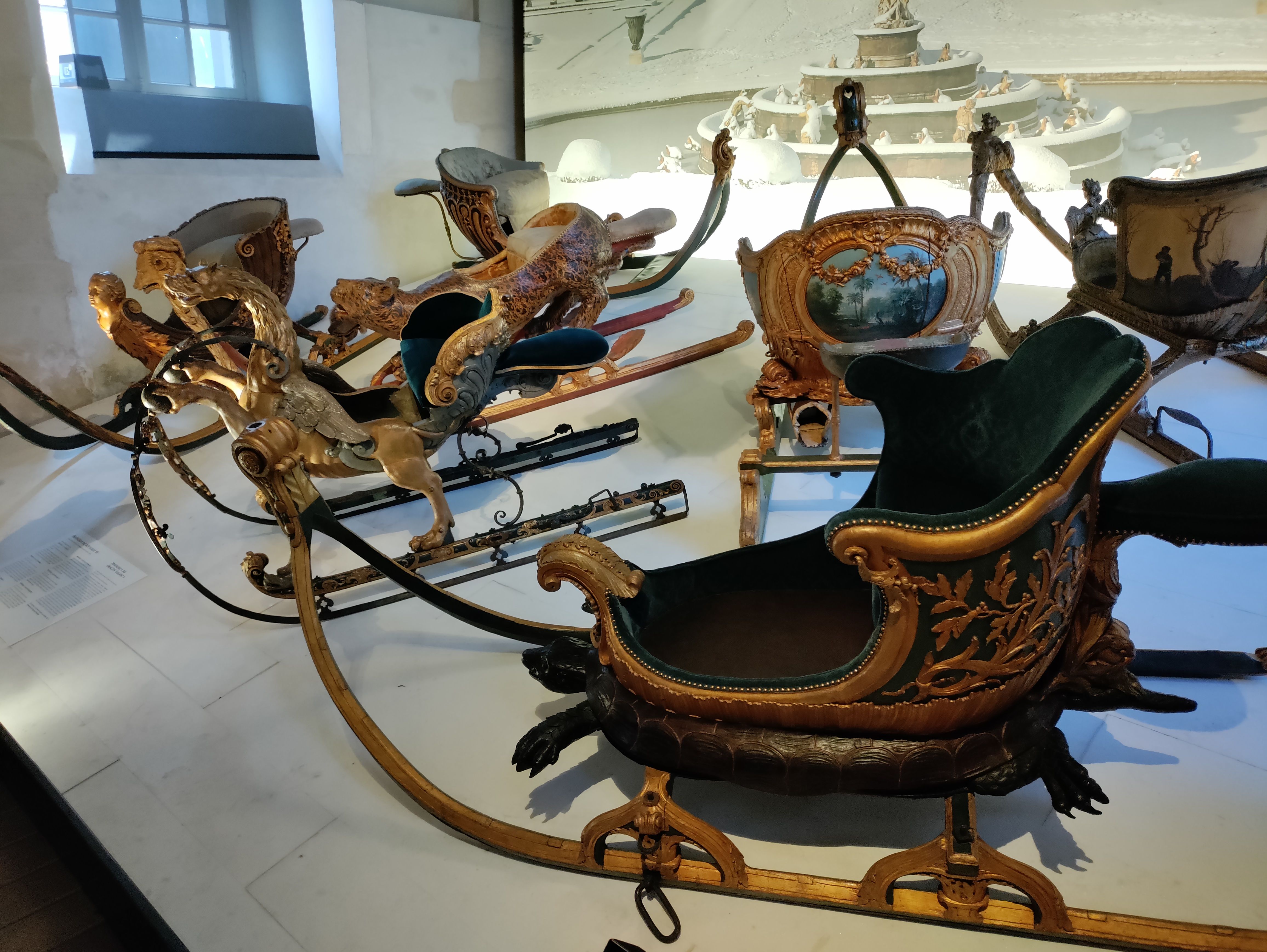 French royalty of the early XVIII century went dashing through the snow in a one horse open sleigh.